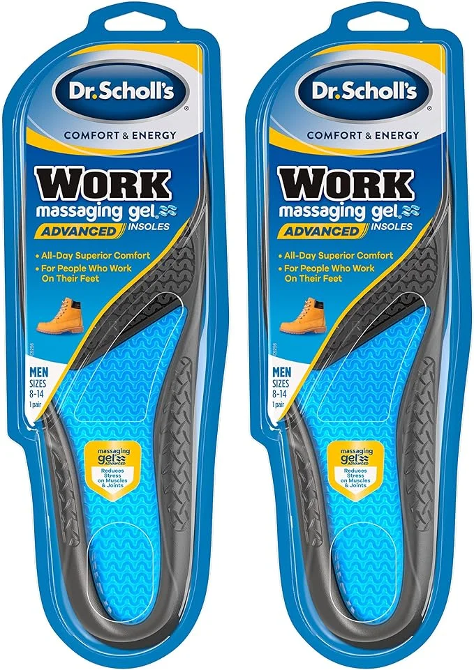 Dr. Scholl's Work Insoles (Pack) // All-Day Shock Absorption and Reinforced Arch Support That Fits in Work Boots and More (for Men's 8-14, Also Available for Women's 6-10) 1 Pair (Pack of 2) 2 Count
