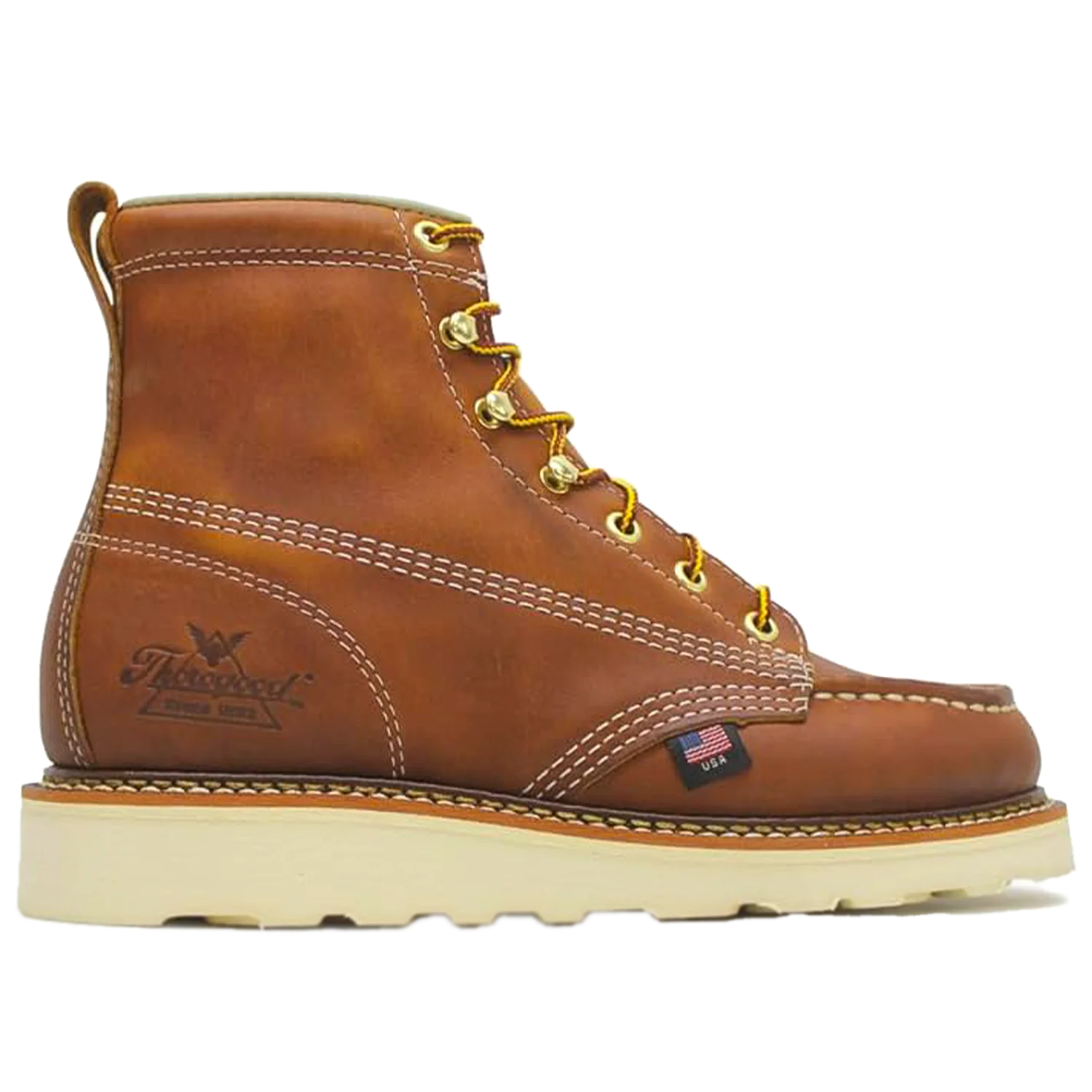 Thorogood American Heritage 6” Moc Toe Work Boots for Men - Soft Toe, Premium Full-Grain Leather with Slip-Resistant Wedge Outsole and Comfort Insole; EH Rated
