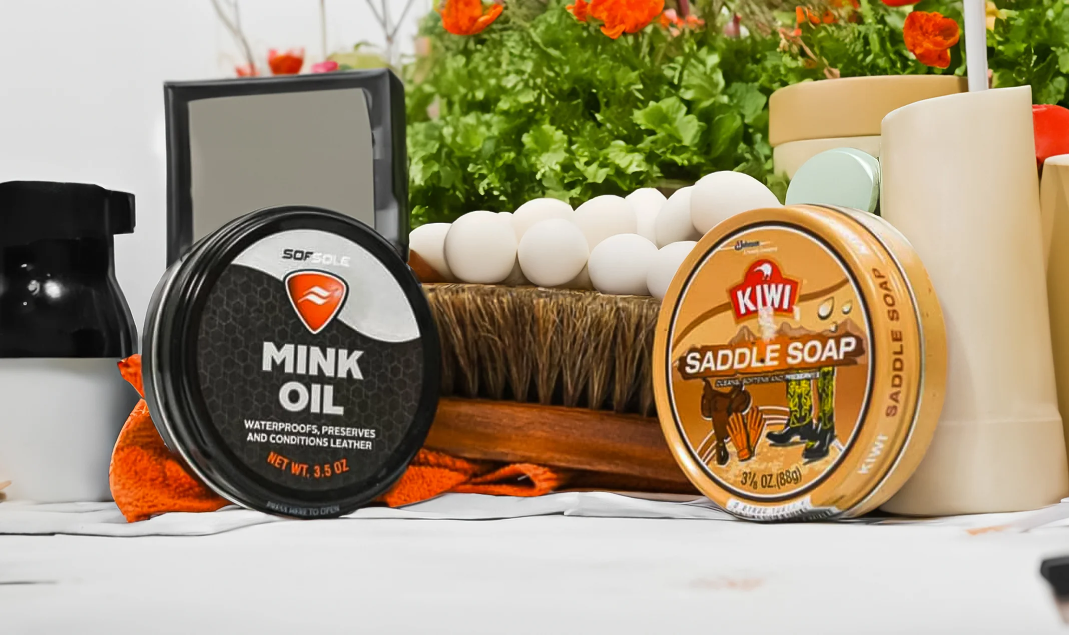 mink oil or saddle soap
